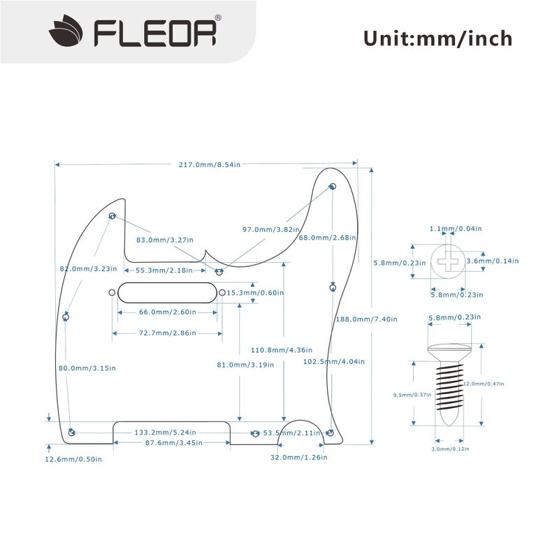 FLEOR 8 Hole TL Pickguard Scratch Plate with Pickguard Screws Set Fit USA/MX Standard TL Style Pickguard Replacement, 3Ply Wood Color - Image 2